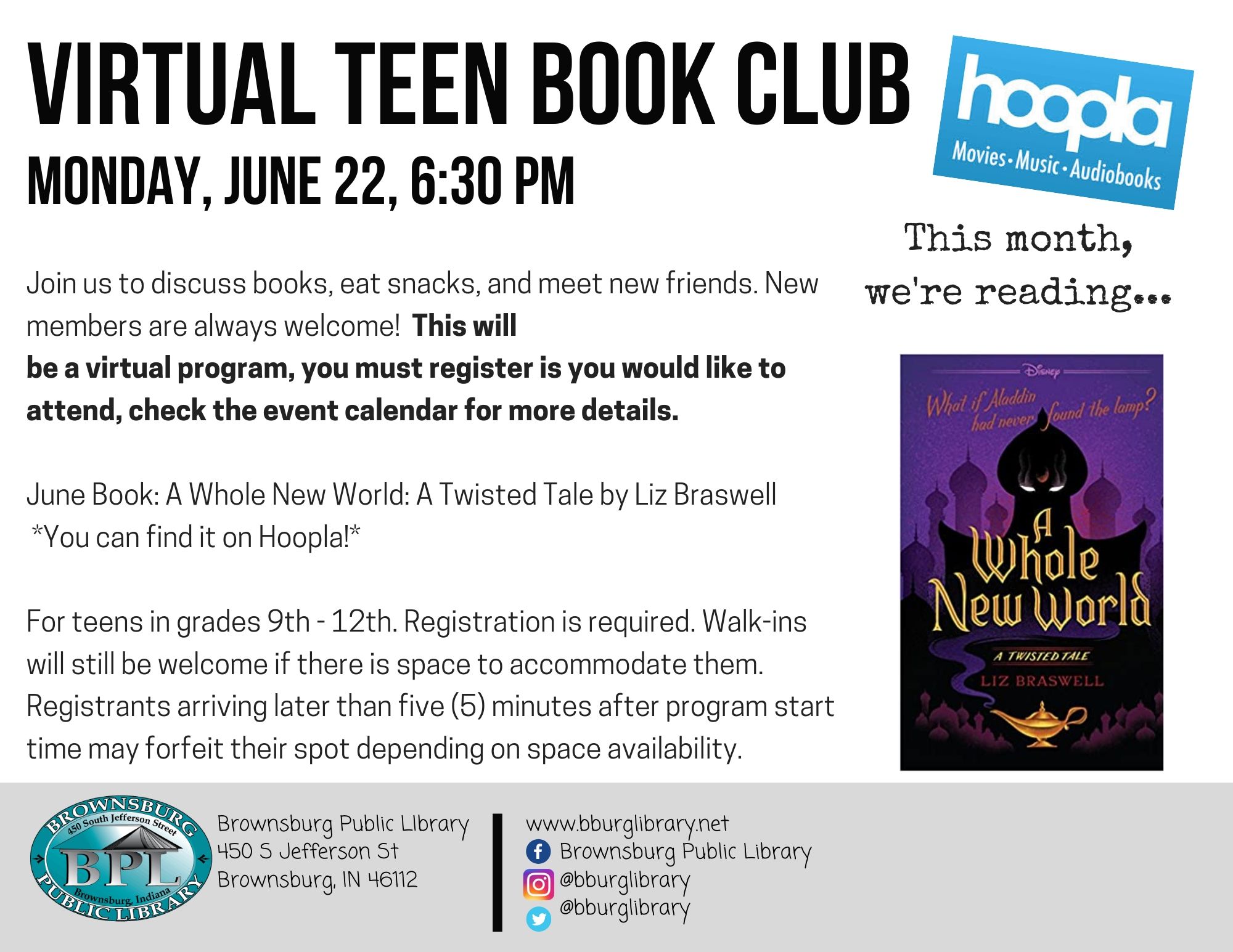 Teen Book Club June 22nd at 6:30