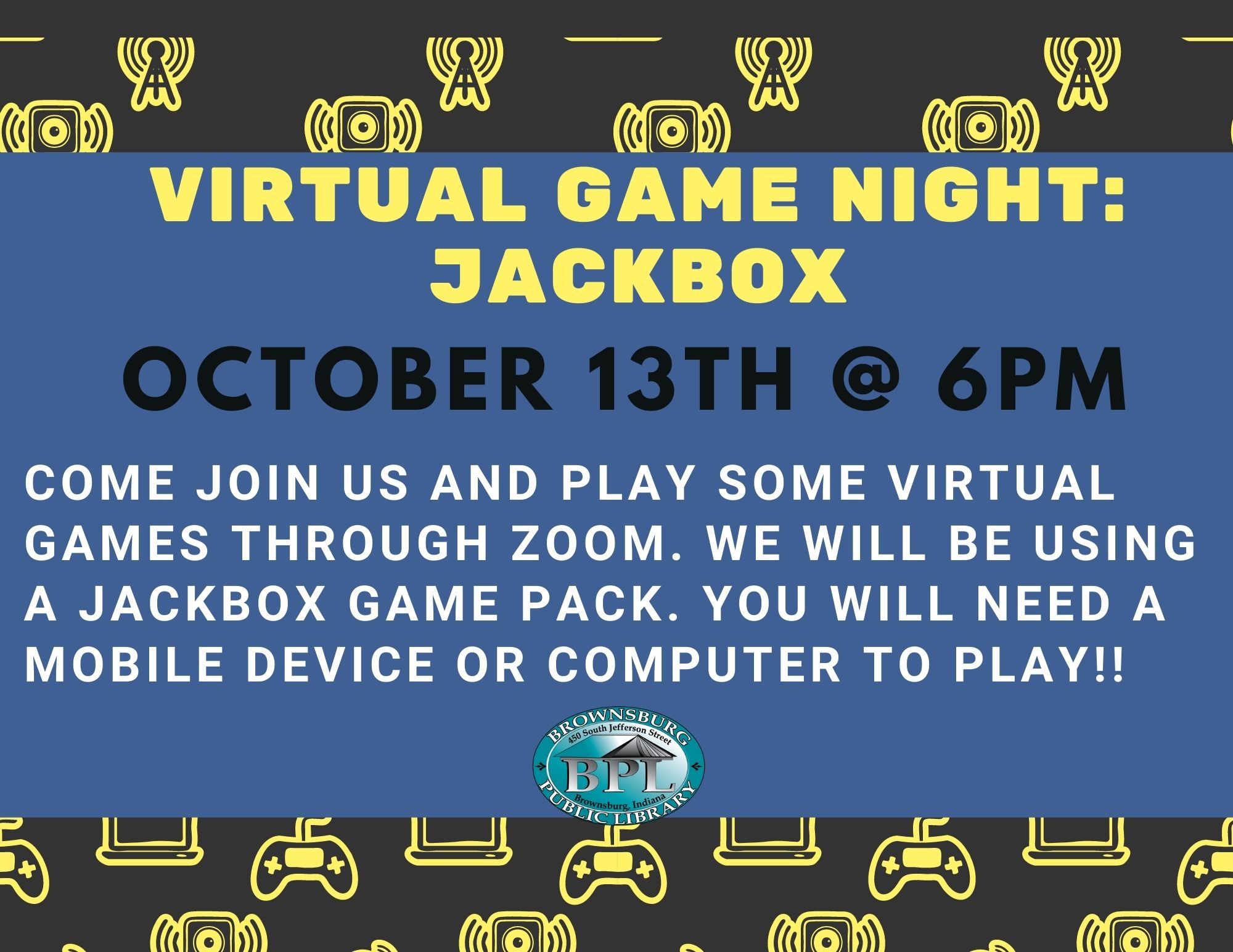 Virtual Game Night: Jackbox October 13th at 6pm