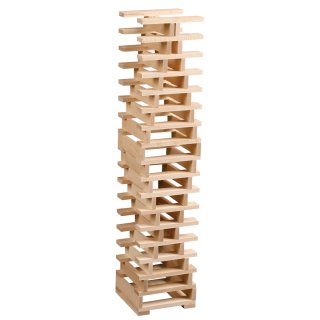 A tower built of Keva Maple Planks