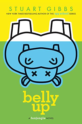 The cover of the book, "Belly Up" shows an upside down hippo with x's for eyes.
