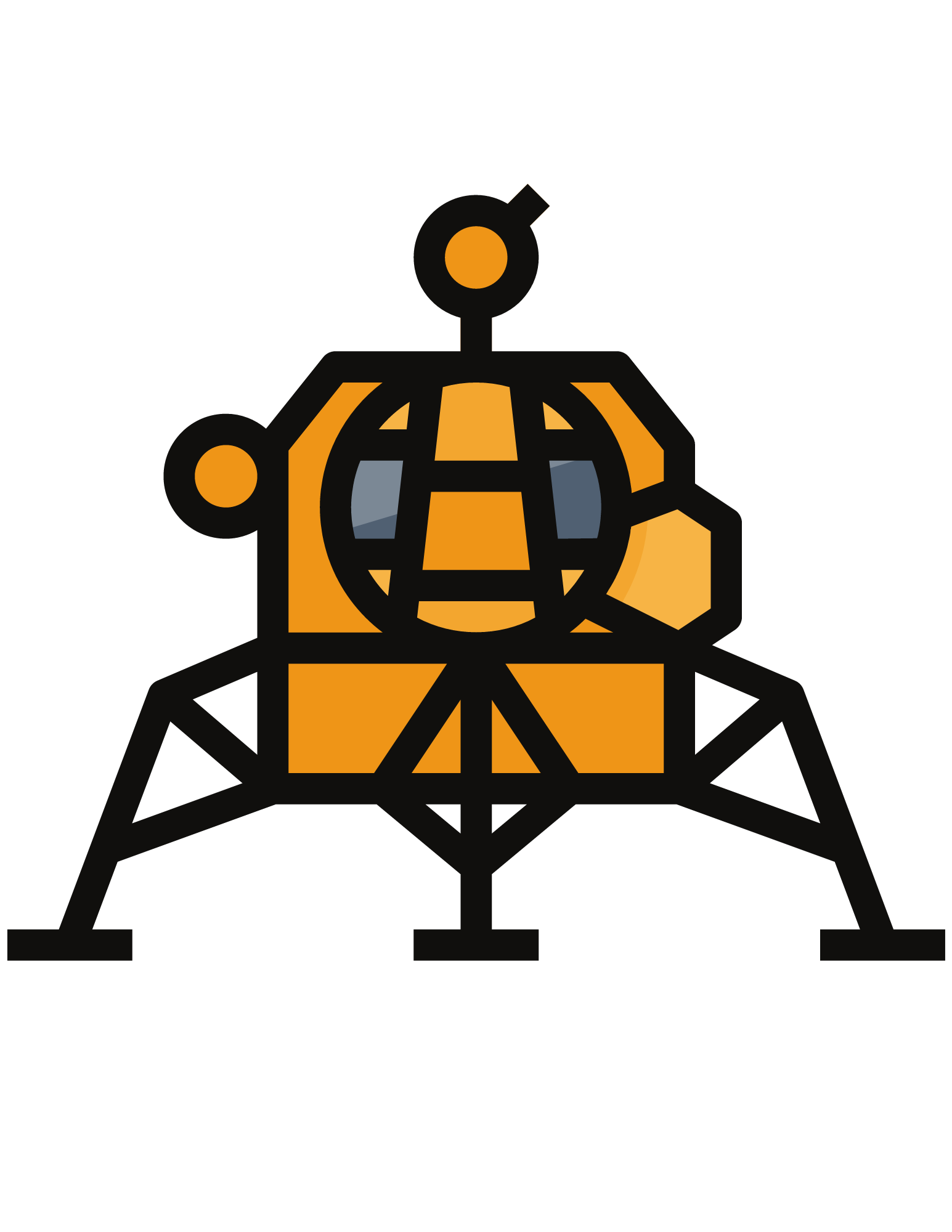 An orange cartoon space lander.