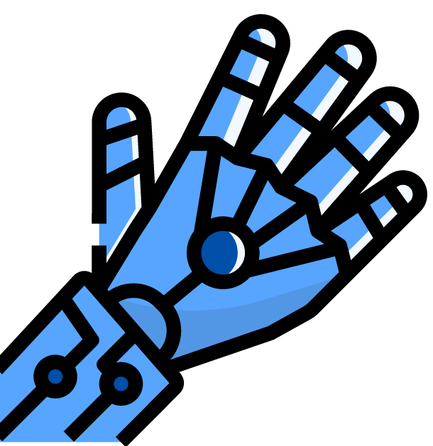 A blue robot hand