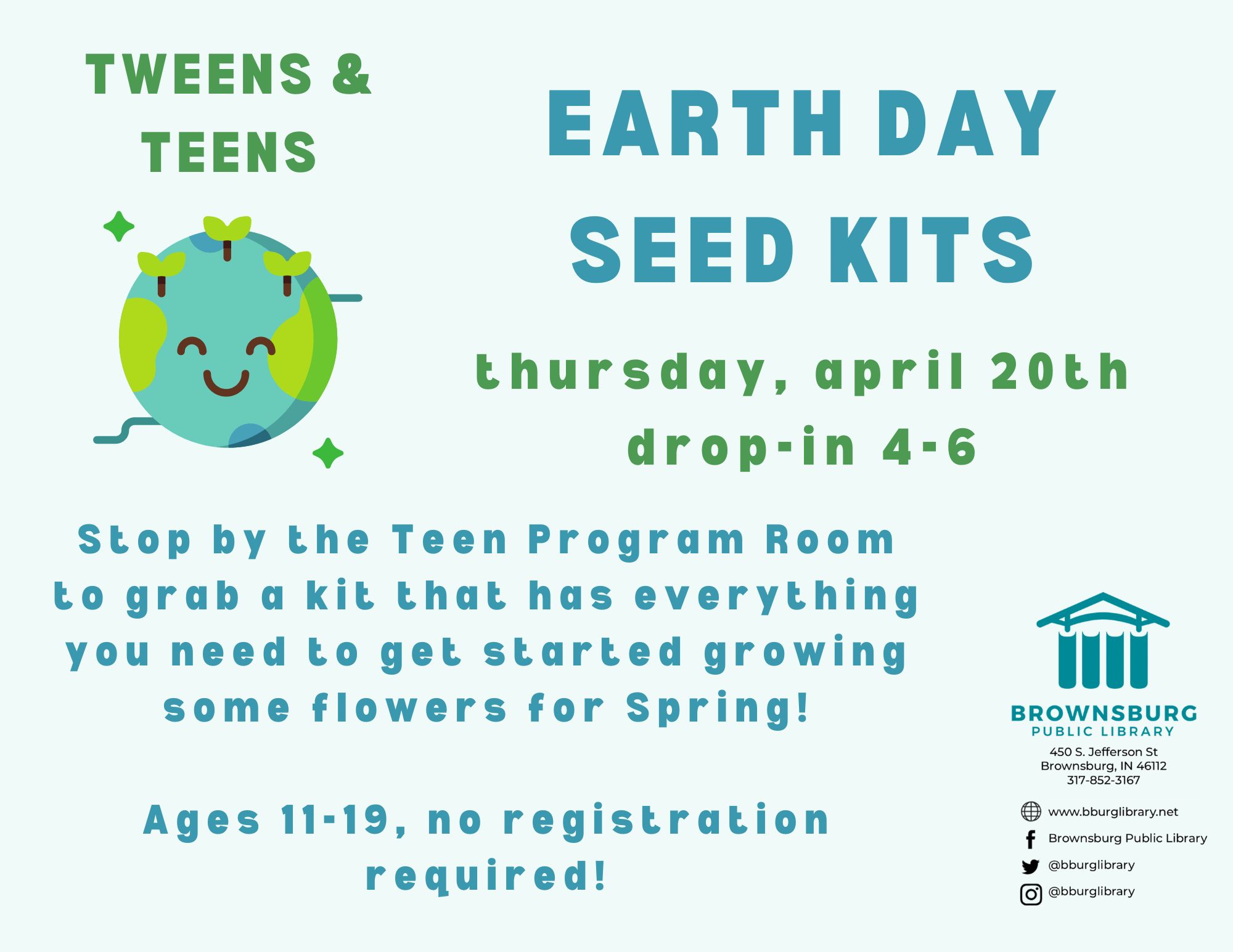 Image promoting the seed kits with library info at the bottom.
