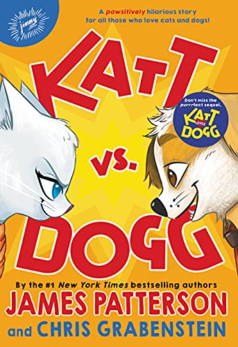 The cover of the book, "Katt vs. Dogg" shows a cartoon cat facing down a cartoon dog.