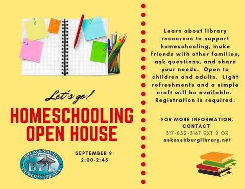 Picture of homeschool open house flyer