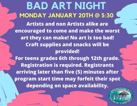 Bad Art Night January 20th at 5:30