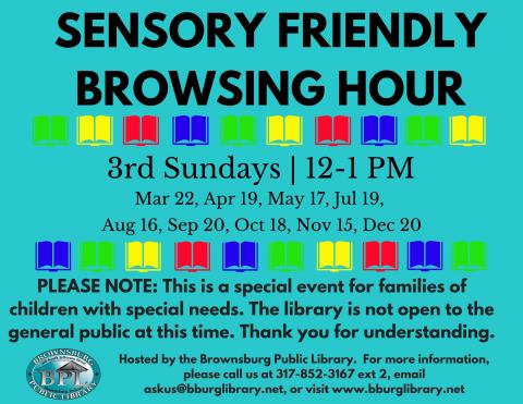 Sensory Friendly Browsing Hour Flyer