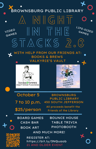 Night in the Stacks 2.0 Flyer; $25/person, Saturday, October 5, 7 to 10 p.m.